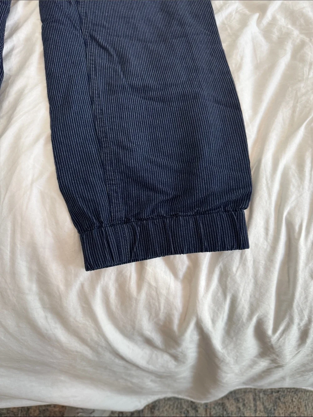 J. Crew Navy Pinstriped Drawstring Indigo Joggers